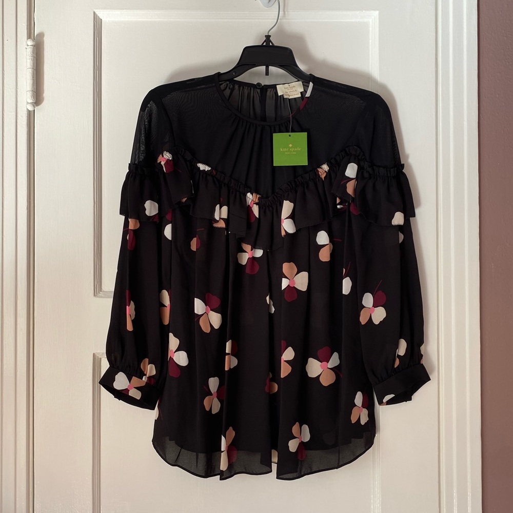 Kate Spade Dusk Buds Ruffle Top